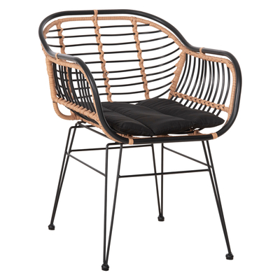 Karrige lounge për jashtë Allegra HM5663.11, metal dhe ratan, 58x59x81cm, bezhë e zezë