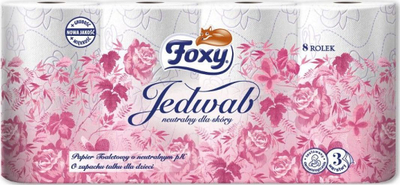 Letër tualeti Foxy Silk, 3 shtresa, aromë talk, e bardhë