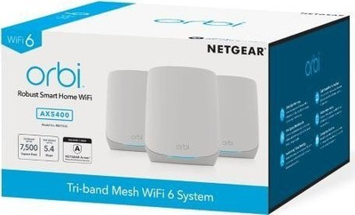 Sistem mesh Wi‑Fi Netgear Orbi RBK763S, Tri Band, Wi‑Fi 6, i bardhë