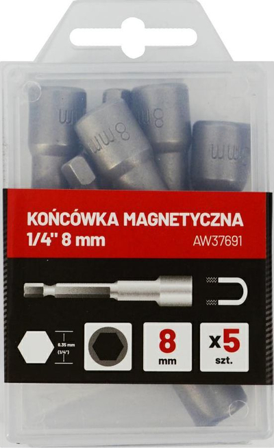 Gjashtëkëndor magnetik AWTools 1/4" 8mm AW37691