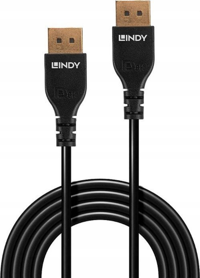 Kabllo DisplayPort Lindy Slim, 1.4, 2m, e zezë