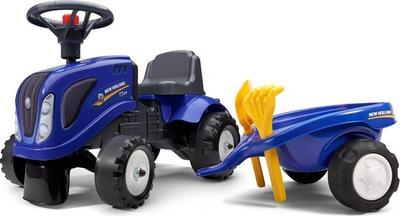 Traktor lodër New Holland FA280C, ride on me rimorkio, me vegla, blu