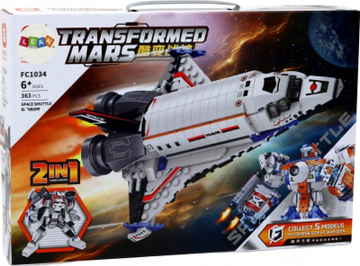 Lodër me tulla LeanToys Transformed Mars FC1034, 2 në 1 Shuttle Robot, 363 copa, e bardhë