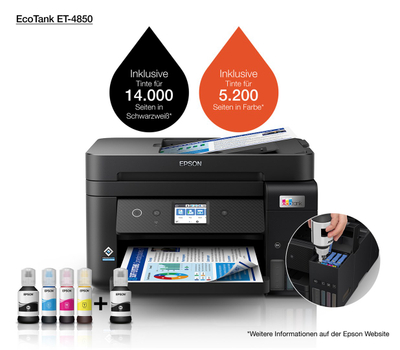Мултифункционален печатач Epson EcoTank ET-4850, A4, WiFi LAN, ADF Duplex, црн