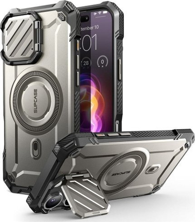 Kapak telefoni SUPCASE Unicorn Beetle MAG XT për iPhone 16 Pro Max 6.9", MagSafe, gri titan