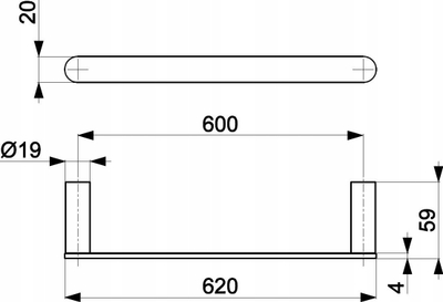 Shufër peshqiri KFA 864-027-31, 60 cm, çelik inox, ari i mat