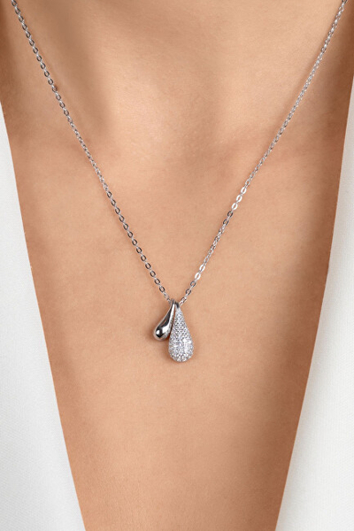 Qafore për femra Brilio Silver Tear Drop NCL169W, e argjendtë