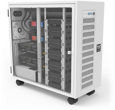 Kutia PC Thermaltake AX700 TG, super tower, xham i temperuar, e bardhë
