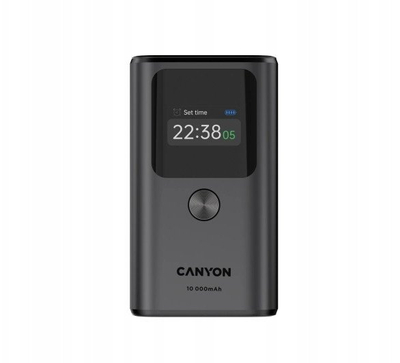 Надворешна батерија Canyon OnPower 130 TFT, 10000mAh, 30W PD, темно сива