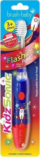 Furçë dhëmbësh elektrike Brush Baby KidzSonic Rocket, për fëmijë 3+, vibrim sonik, drita LED shumëngjyrëshe