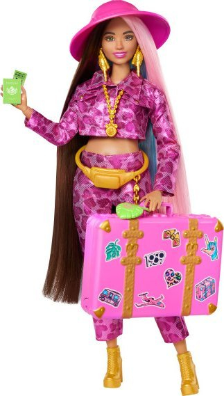Kukull Barbie Extra Fly HPT48, stil safari me valixhe udhëtimi, rozë