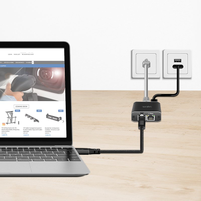 Kabëll rrjeti LogiLink CU0412, USB-C në RJ45, Cat6, 2 m, i zi
