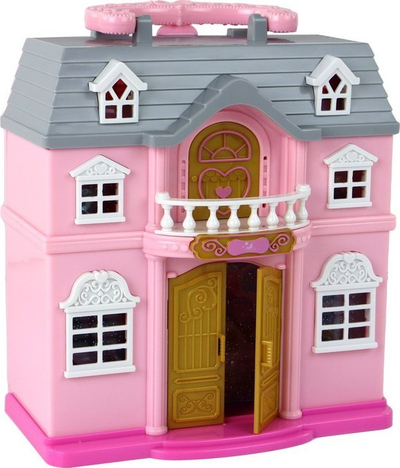 Set lodër kozmetike Leantoys Pink House, kuti grimi me aksesorë, rozë