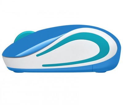Безжичен глушец Logitech M187, мини, USB, син со портокалова