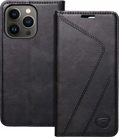 Këllëf-libër Forcell F Protect për iPhone 13 Pro, me xhepa për karta, i zi