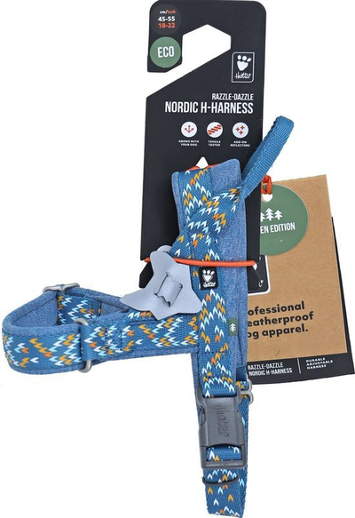 Qafore për qen Hurtta Razzle Dazzle Nordic H, 45-55 cm, reflektuese, blu bilberry