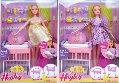 Kukull shtatzënë Pro Kids me bebe, krevat bebi dhe aksesorë, shumëngjyrëshe