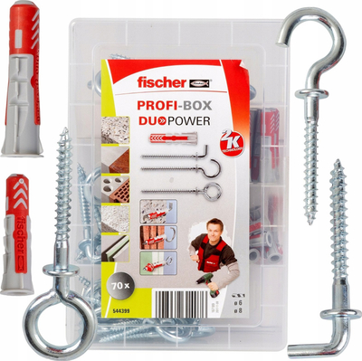 Set ankorash fischer Profi-Box DuoPower, 70 copa, me grepa metalikë, gri me të kuqe