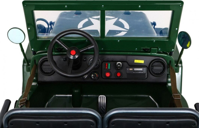 Makinë lodër elektrike Jeep Willys Military, 12V, 3 vende, jeshile ushtarake