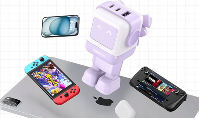 Karikues murale Ugreen Nexode Robot GaN, 65W, 2xUSB A USB C, lejla