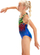 Rrobë banje goca Speedo Medalist, 5-6 vjeç, print shumëngjyrësh, blu