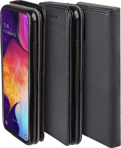 Kuti telefoni me magnet për Samsung Galaxy A32 5G, tip libër, me xhep kartash, e zezë