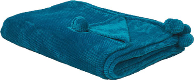 Batanije SAITLER Blanket, 150 x 200 cm, me pompona, ngjyrë turquoise