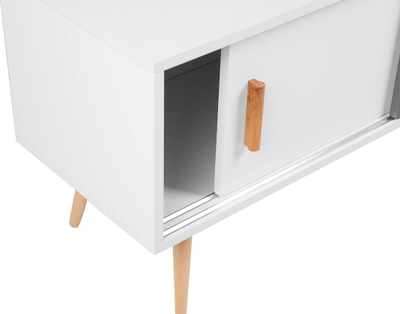 Konzolë TV Beliani INDIANA, MDF mat, këmbë dru panje, e bardhë