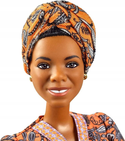 Kukull Barbie Maya Angelou Inspiring Women, koleksioniste, me fustan portokalli