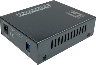Media konvertues PoE LevelOne GVT-2014, RJ45 në SC, Gigabit single mode, gri