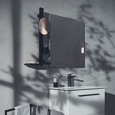 Aksesor banjo Ideal Standard Alu+ Beauty Bar Small, pasqyrë Ø200mm, alumini, i zi