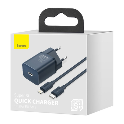 Karikues Baseus Super Si CCSUP-B03, 1x USB-C 3A, me kabllo, blu i errët