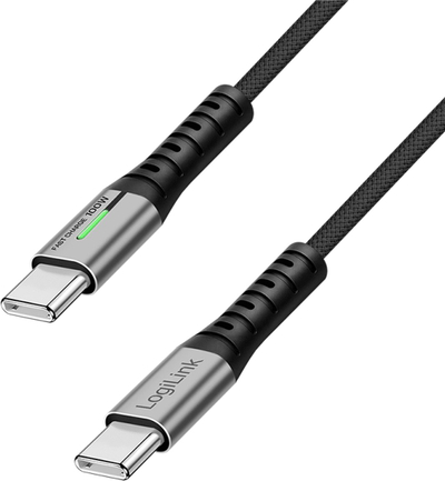 Kabllo USB LogiLink USB 3.2 Gen2x2 Type C, 20 Gbit/s, 100W, e zezë, 0.5m