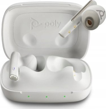 Kufje wireless Poly Voyager Free 60+ UC M, BT700 USB-C, këllëf me ekran me prekje, ngjyrë White Sand