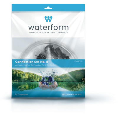 Set lidhës për fuçi uji WATERFORM ICANSET 8, zorrë fleksibël, përshtatës plastike, i zi