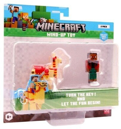 Set lodrash Minecraft Wind Up Toy Noor edhe Llama MC1015C, me mekanizëm me tërheqje, shumëngjyrësh