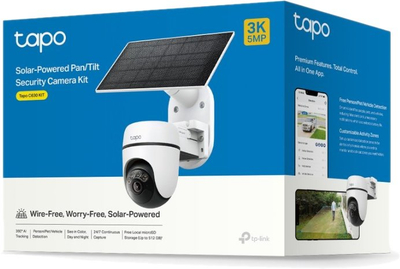 Kamerë IP TP-Link Tapo C630 KIT, 5MP 3K, panel diellor, e bardhë