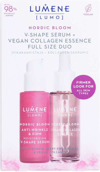 Set serum fytyre Lumene Lumo Nordic Bloom, V-Shape Serum, Vegan Collagen Essence, 2x30ml