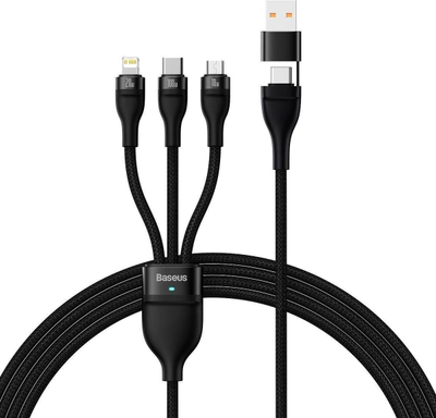 Kabllo karikues Baseus Flash Series II, 3in1 USB C Lightning microUSB, 1.2m 100W, i zi