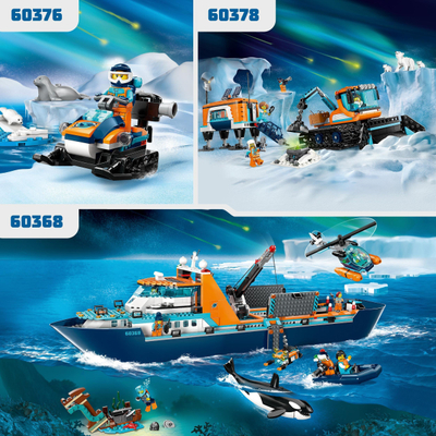 Set lodrash LEGO City Polar Explorer Motorised Toboggan 60376, 110 copa, 5+, shumëngjyrësh