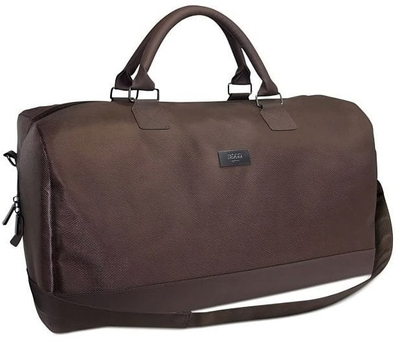 Çantë duffel Hugo Boss, lëkurë sintetike, 50 x 18 x 31 cm, kafe e errët