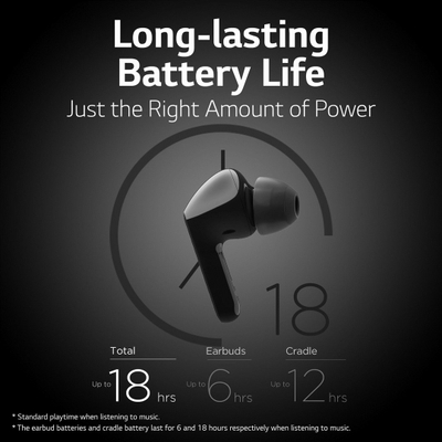 Kufje wireless LG HBS FN4, in ear, me heqje zhurme, ngjyrë e zezë