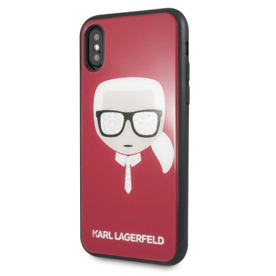 Mbulesë telefoni Karl Lagerfeld Iconic Glitter, për iPhone X XS, e kuqe