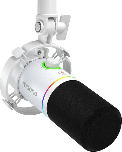 Mikrofon dinamik Maono PD200X, USB C dhe XLR, RGB, i bardhë