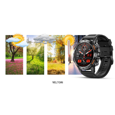 Orë e zgjuar Veltori VT120-1, ekran 1.39", IP68, rrip silikoni i zi