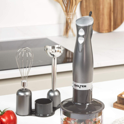 Blender dore Salter Cosmos 3 në 1, 350W, enë 500ml, gri metalik