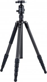 Tripod fotografik Fotopro X-65C FPH-62R, fibrë karboni, për udhëtime, i zi