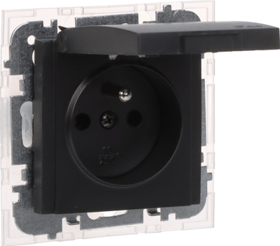Prizë muri Santra 2P+E 4136-19, 16A 250V, pa kornizë, e zezë