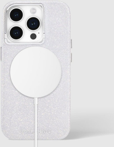 Kapak telefoni Case Mate Shimmer Iridescent, MagSafe, për iPhone 15 Pro 6.1", i bardhë