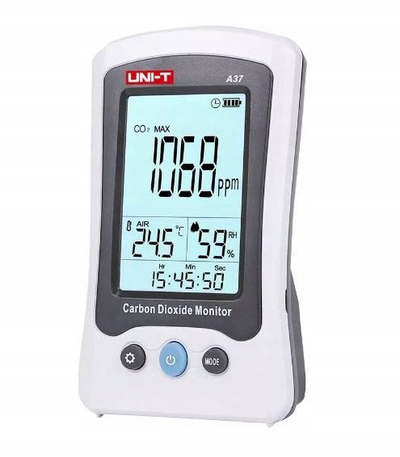 Matës CO2 UNI-T A37, 400-5000ppm, lagështi 0-99%, i bardhë